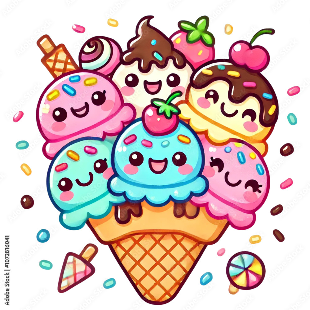 Happy ice cream icon Happy ice cream icon