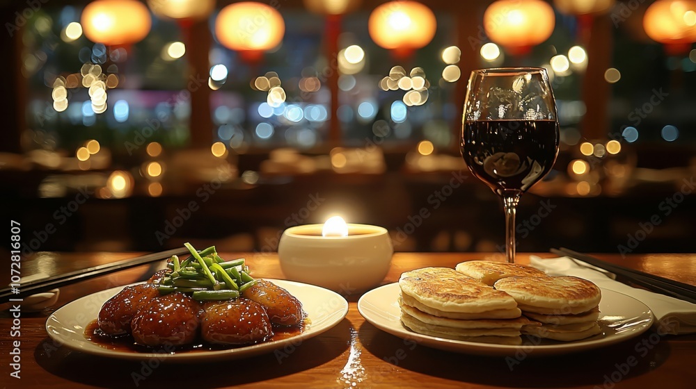 Savor authentic chinese peking duck accompanied by fluffy pancakes and rich sauce Savor authentic chinese peking duck accompanied by fluffy pancakes and rich sauce