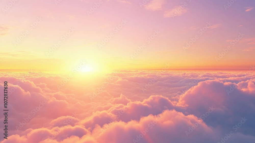 Beautiful, clear sunset sky with warm colors filling the horizon, casting soft light on passing clouds. Beautiful, clear sunset sky with warm colors filling the horizon, casting soft light on passing clouds.