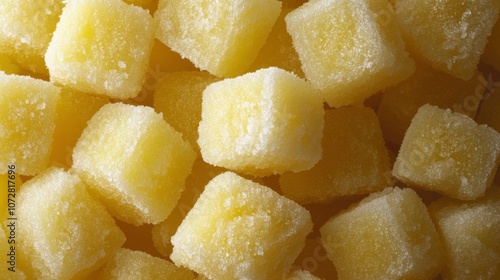 Close-up of Yellow, Sugary, Candied Fruit Cubes