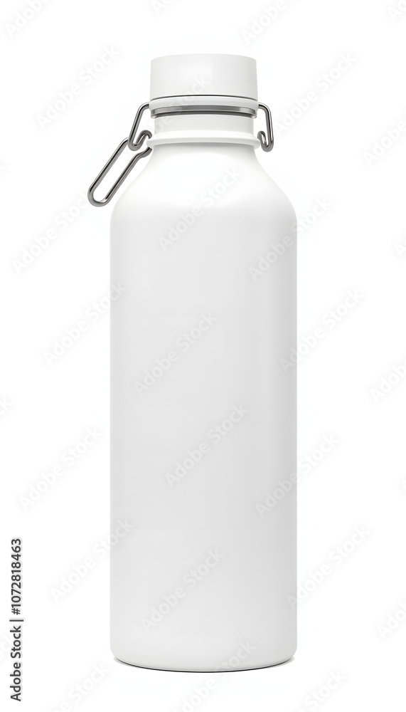 Blank white metal sport bottle mockup, isolated, front view,3d rendering. Empty aluminum can with clip mock up. Clear trip container with liquid. Fitness or tourism flask template isolated with whit Blank white metal sport bottle mockup, isolated, front view,3d rendering. Empty aluminum can with clip mock up. Clear trip container with liquid. Fitness or tourism flask template isolated with whit