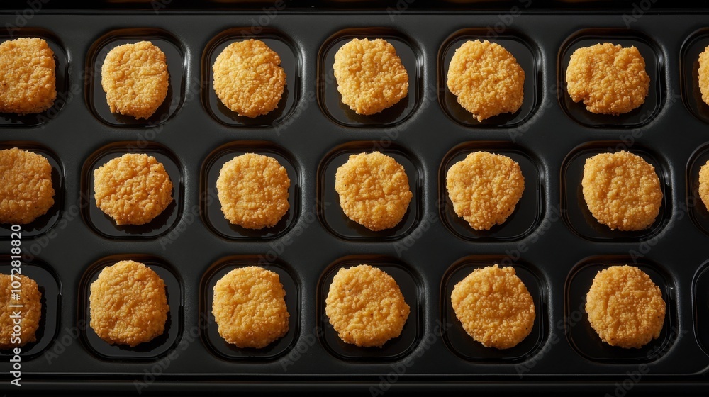 Fried Chicken Nuggets in a Black Tray Fried Chicken Nuggets in a Black Tray