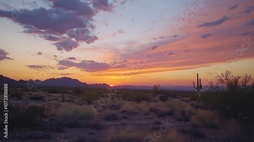 Wallpaper Mural Evening sky with a vibrant mix of orange and pink, as the sun dips below the horizon. Torontodigital.ca