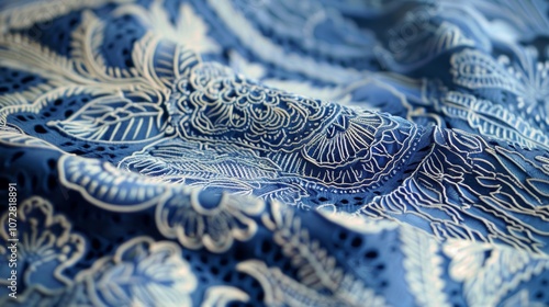 Intricate Slovak Textile Design with Unique Dyeing Technique