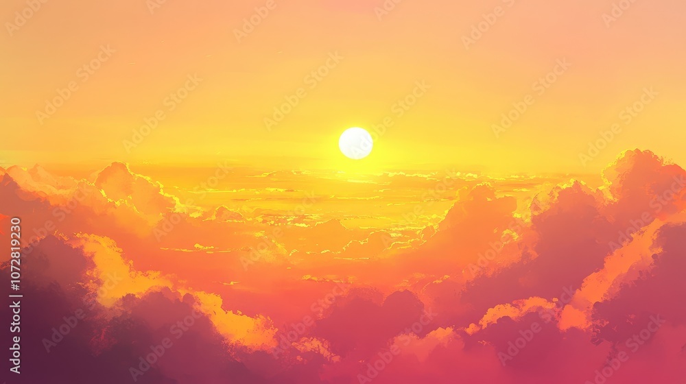 Golden hour sky with the sun low on the horizon, casting warm yellow and pink hues across thin clouds. Golden hour sky with the sun low on the horizon, casting warm yellow and pink hues across thin clouds.