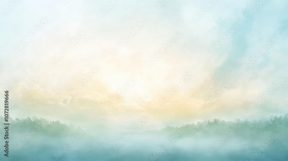 Morning sky with light fog and mist, with soft, diffused light adding a touch of mystery. Morning sky with light fog and mist, with soft, diffused light adding a touch of mystery.