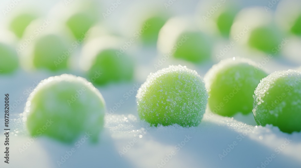 Close-up of Frozen Green Grapes Covered in Frost on Snow Close-up of Frozen Green Grapes Covered in Frost on Snow