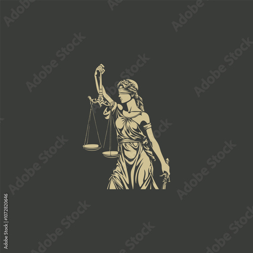 Queen of justice design lady justice vector logo
