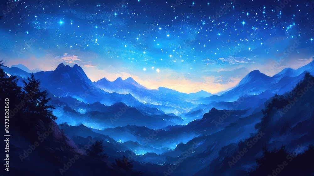 Twilight sky with deep blue tones and the first stars beginning to appear, casting a calming effect. Twilight sky with deep blue tones and the first stars beginning to appear, casting a calming effect.