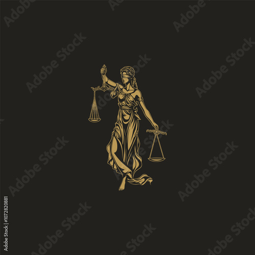Queen of justice design lady justice vector logo