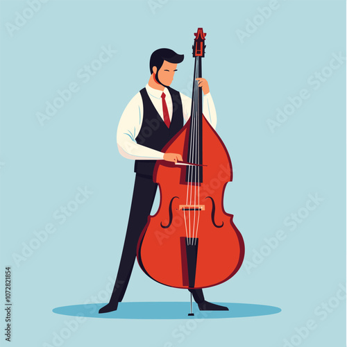 Man Performing with Double Bass on Stage