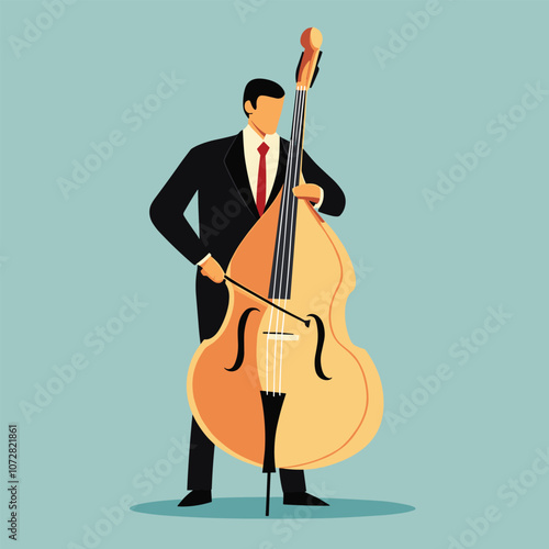 Jazz Musician Playing Double Bass