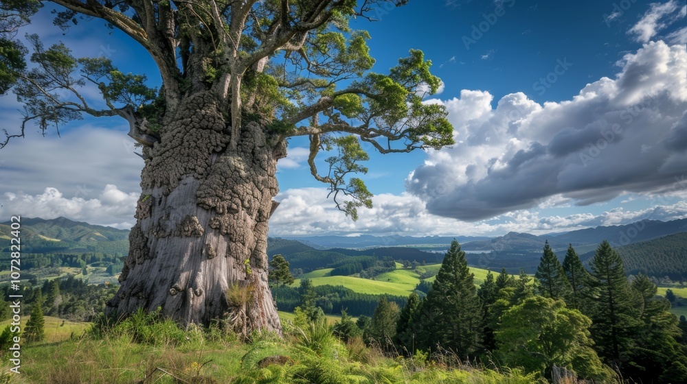 Obraz premium Majestic Kauri Tree in New Zealand Landscape