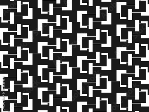 Error digital concept. Black random shapes on white background. Wrong lines and blocks. Video distortion effect. Abstract pixels and noise. Vector illustration.