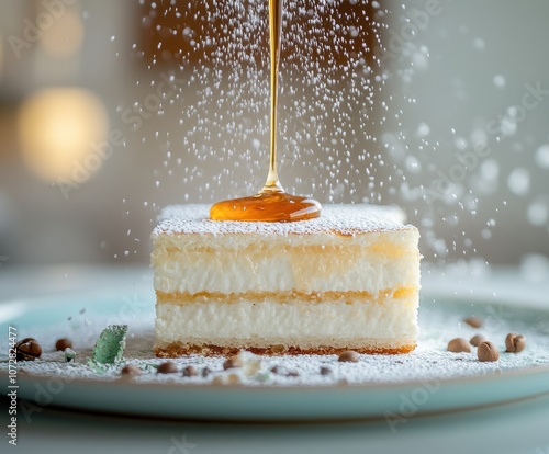Delicious Italian dessert on a white background