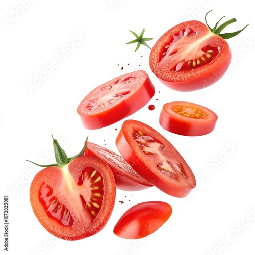 tomato slices isolated on white