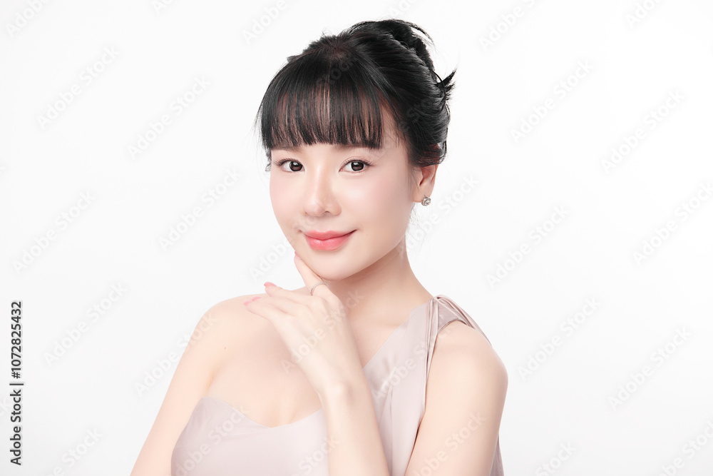 Beautiful young asian woman with clean fresh skin on white background, Face care, Facial treatment, Cosmetology, beauty and spa, Asian women portrait. Beautiful young asian woman with clean fresh skin on white background, Face care, Facial treatment, Cosmetology, beauty and spa, Asian women portrait.