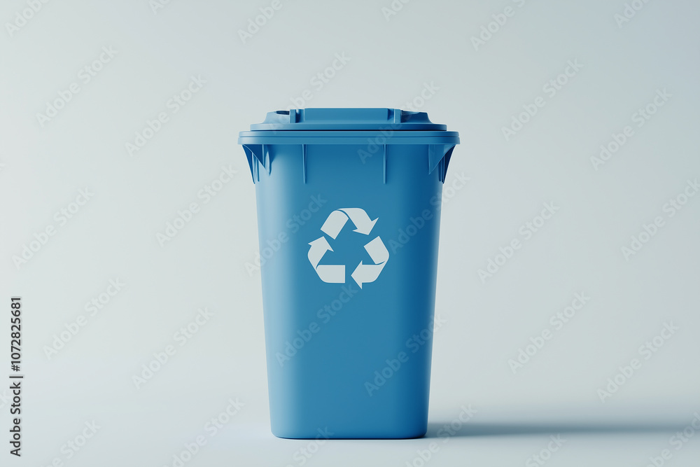 blue recycling bin with recycle symbol, ideal for waste management. This container promotes eco friendly practices and encourages recycling efforts in various settings blue recycling bin with recycle symbol, ideal for waste management. This container promotes eco friendly practices and encourages recycling efforts in various settings