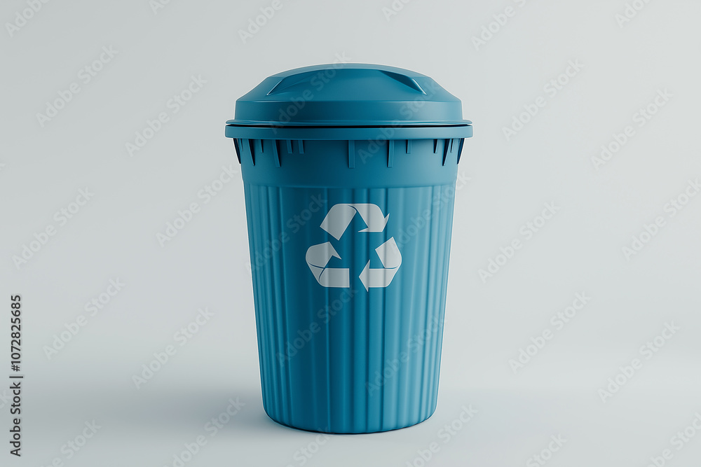 blue recycling bin with textured surface and recycle symbol, ideal for waste management. This eco friendly container promotes sustainability and cleanliness blue recycling bin with textured surface and recycle symbol, ideal for waste management. This eco friendly container promotes sustainability and cleanliness