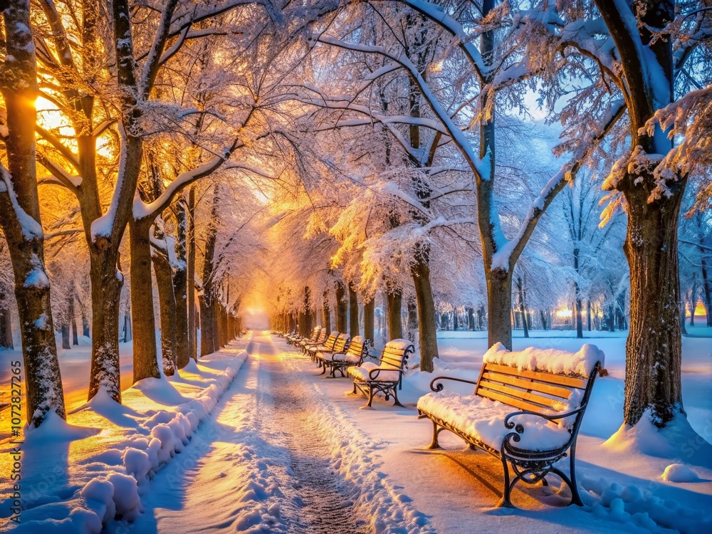 Serene Winter Park Alley Covered in Snow: A Macro Photography Perspective of Nature's Beauty Amidst a Winter Wonderland Serene Winter Park Alley Covered in Snow: A Macro Photography Perspective of Nature's Beauty Amidst a Winter Wonderland