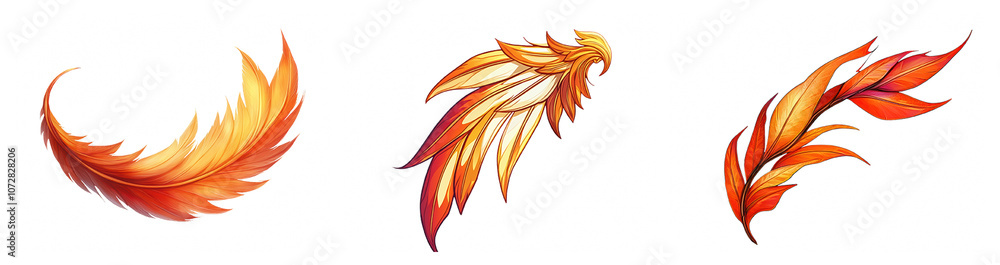 Fototapeta premium Vibrant and Feather Illustrations Featuring Distinctive Designs Perfect for Nature-Inspired Themes, Arts, Crafts, and Creative Projects