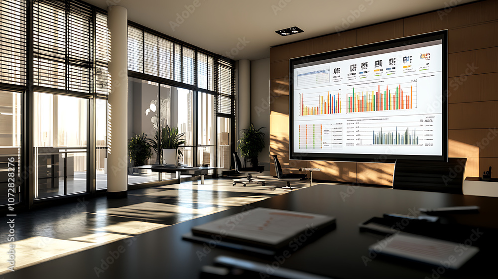 Statistical graphs on large screen, data-driven analysis, modern office setting, 8k, hyper realistic, real life based. Statistical graphs on large screen, data-driven analysis, modern office setting, 8k, hyper realistic, real life based.