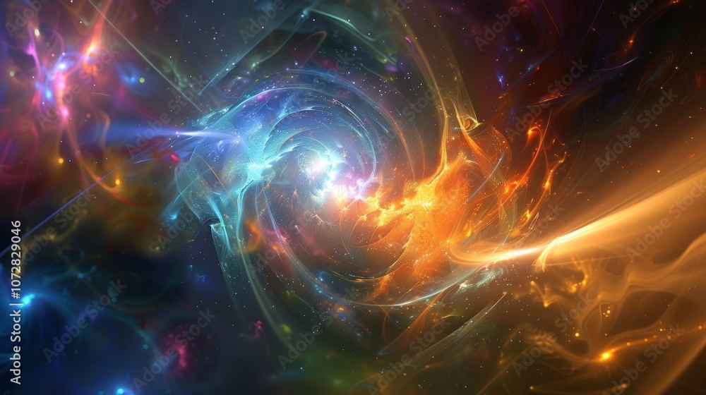 Vibrant Cosmic Swirl in Multicolored Light Vibrant Cosmic Swirl in Multicolored Light