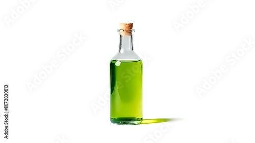 Green Tea Extract Bottle on White Background Representing Natural Skincare Ingredients