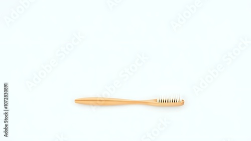 Bamboo Toothbrush on White Background Representing Eco-Friendly Skincare Tools