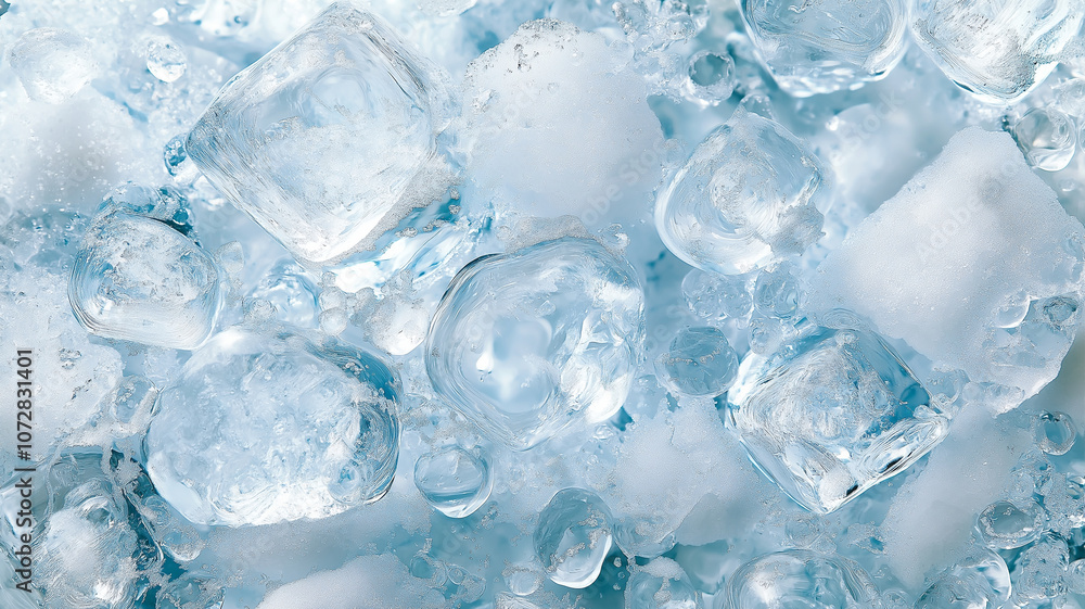 Cool ice cubes and crushed ice create refreshing and vibrant texture Cool ice cubes and crushed ice create refreshing and vibrant texture