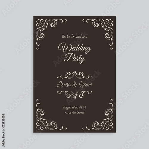 Minimalist wedding invitation card template design. - Vector.