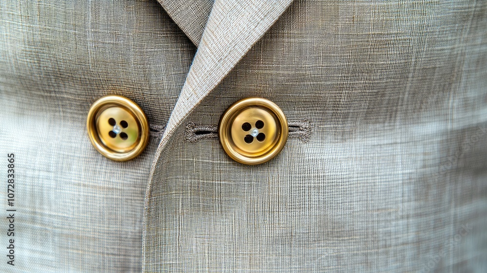 Elegant Button Details on Light Grey Suit Jacket Elegant Button Details on Light Grey Suit Jacket