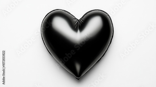 Black Heart Balloon on White Background