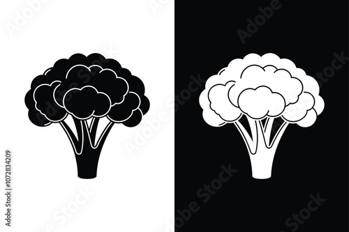Broccoli Silhouette Vector Icon. Perfect for Clean and Editable Designs