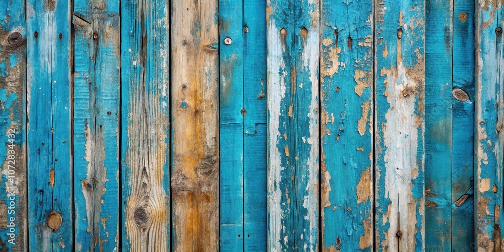 A weathered wooden surface painted with teal blue paint, showing the natural wood grain underneath, with faded and peeling areas exposing the underlying wood texture. A weathered wooden surface painted with teal blue paint, showing the natural wood grain underneath, with faded and peeling areas exposing the underlying wood texture.