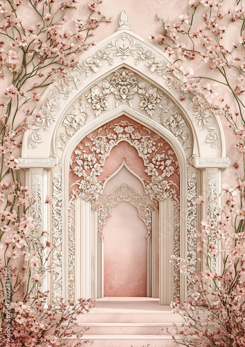 beautiful arch with flowers for wedding invitation background, wedding backdrops