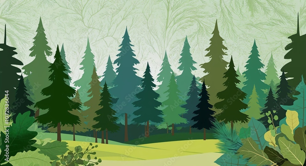 Fototapeta premium Serene forest and natural texture in illustration background