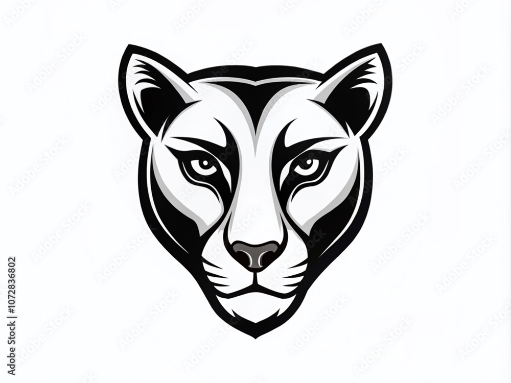 Striking Black and White Puma Face Logo on a Crisp White Background, Perfect for Branding and Marketing Applications in Various Creative Projects and Designs Striking Black and White Puma Face Logo on a Crisp White Background, Perfect for Branding and Marketing Applications in Various Creative Projects and Designs