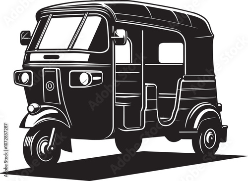 Auto rickshaw vehicle silhouette vector illustration isolated on a white background
