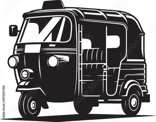 Auto rickshaw vehicle silhouette vector illustration isolated on a white background
