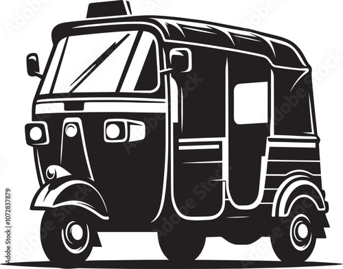Auto rickshaw vehicle silhouette vector illustration isolated on a white background
