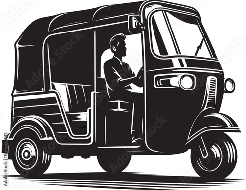 Auto rickshaw vehicle silhouette vector illustration isolated on a white background