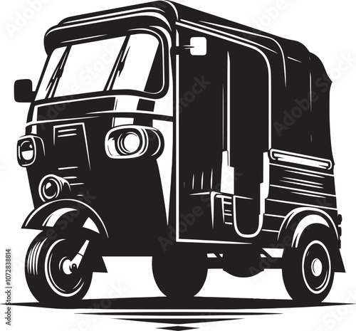 Auto rickshaw vehicle silhouette vector illustration isolated on a white background