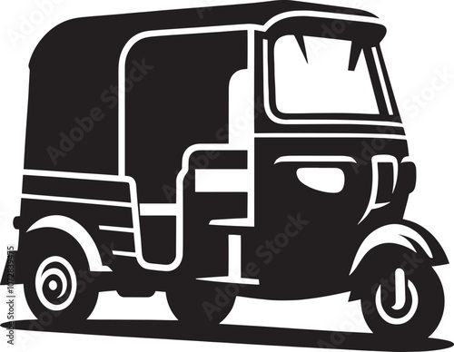 Auto rickshaw vehicle silhouette vector illustration isolated on a white background