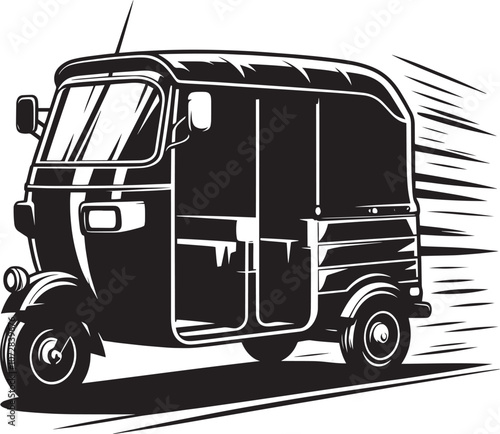 Auto rickshaw vehicle silhouette vector illustration isolated on a white background
