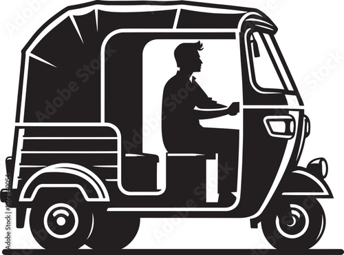 Auto rickshaw vehicle silhouette vector illustration isolated on a white background