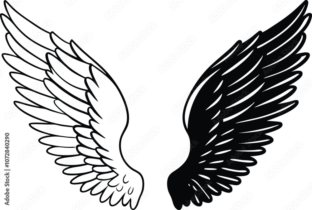wing silhouette, bird wings , wing vector for logo design, tattoos wing silhouette, bird wings , wing vector for logo design, tattoos