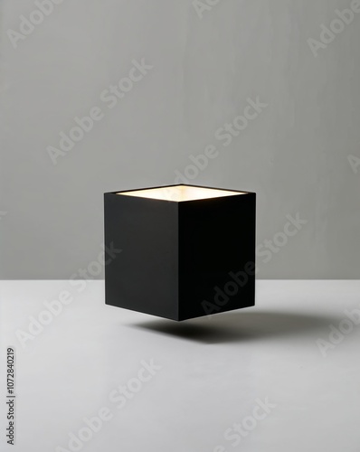 Minimalist cube lantern for modern decor on a plain black background
