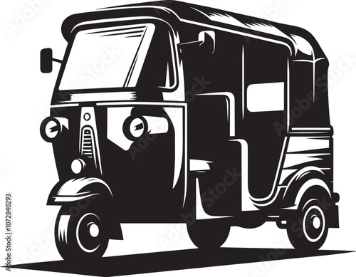 Auto rickshaw vehicle silhouette vector illustration isolated on a white background