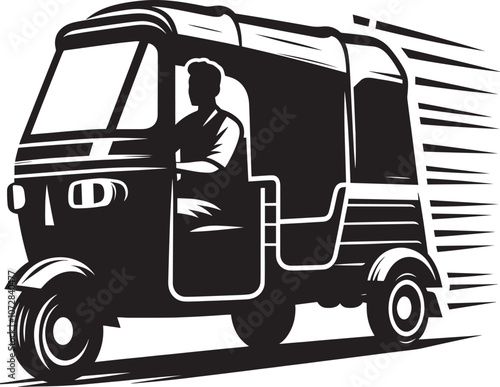 Auto rickshaw vehicle silhouette vector illustration isolated on a white background